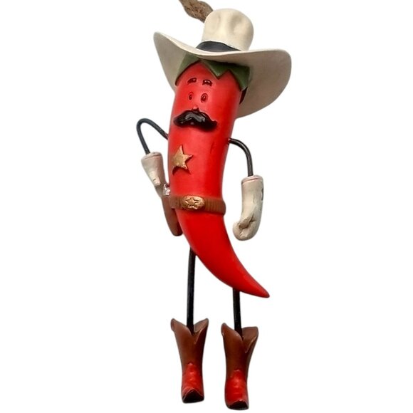 Cowboy Chili Pepper Ornament With Hat & Boots Western Southwestern Figurine 4.5" - Picture 1 of 7